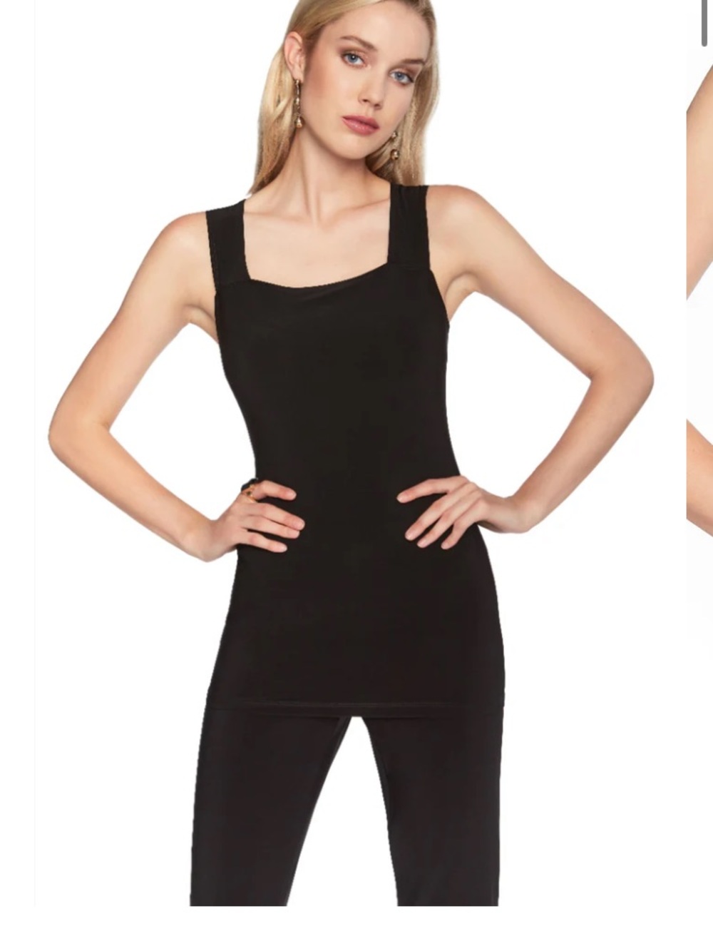 Frank Lyman Design Black Wide-Strap Square-Neck Tank